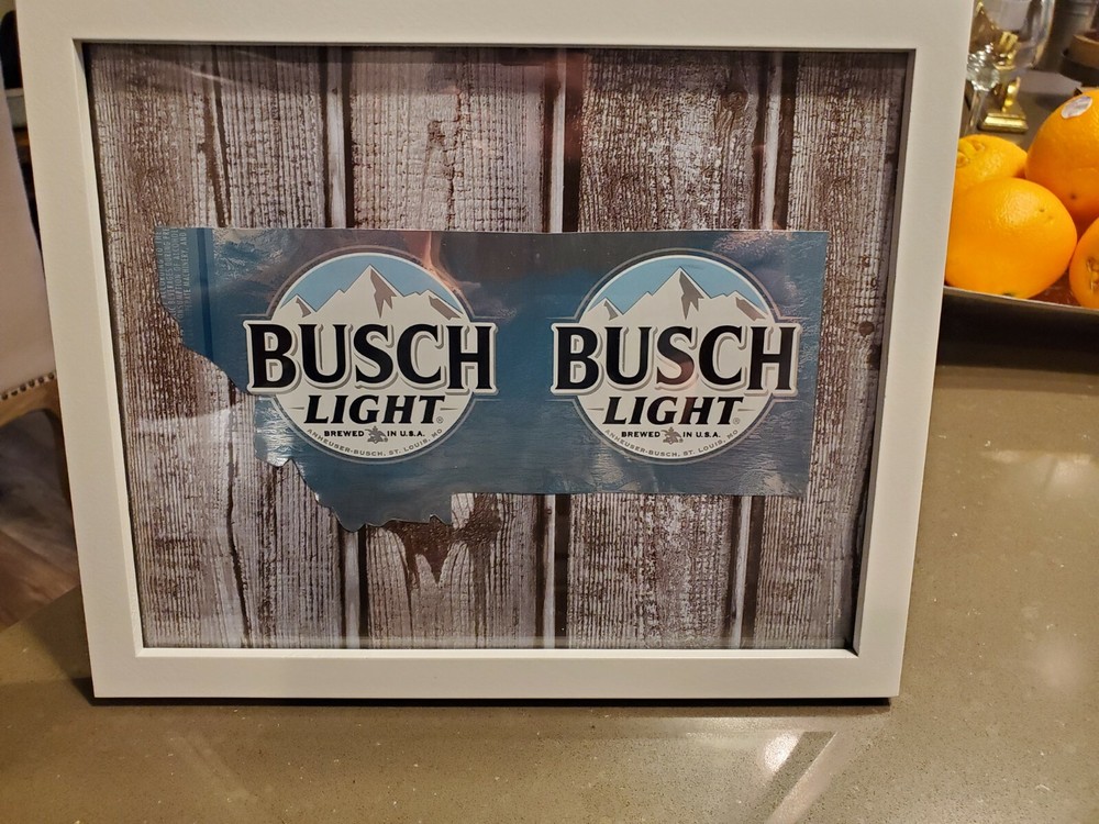 Handmade Busch Light Beer Montana State Cutout Art In Frame