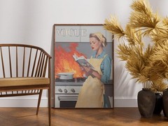Vintage Style Kitchen Art Print, Fashion Magazine Wall Art, Funny Cooking