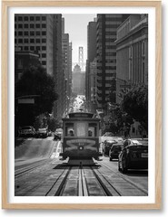 San Francisco Framed Wall Art,12x16in Black and White Cable Car Canvas Print,…