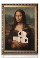 Funny Eclectic Bathroom Canvas Wall Art Vintage 16L» x 12W», Mona Lisa-Poster