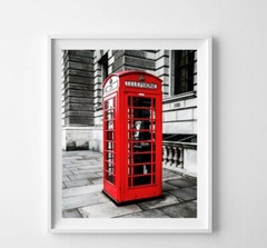 Red Telephone Booth Classic London Street Art Poster Print. Great for White Wall