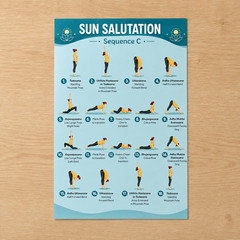 Sun Salutation Sequence C Poster Yoga Flow Chart Wall Decor | Multiple Sizes