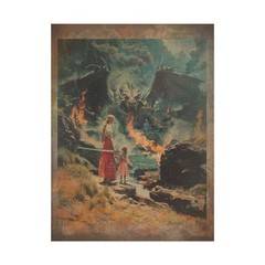 Vintage DRAGON SLAYER Wall Art, Warrior Mom Fantasy Decor, Sword Reptile Poster