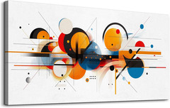 Large Wall Art for Living Room Wall Decorations for Bedroom Line Color Block Abs