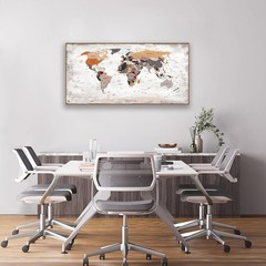 Multicolor Travel Theme World Map Canvas Art for Living Room Decoration