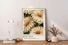 Vintage Daisy Flower Botanical Art Print Cottagecore Wall Decor Floral Poster