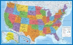 Juego De 2 Pósteres Laminados De Mapa Del Mundo Y Mapa De EE. UU. US NUEVO