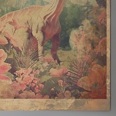 DINOSAUR BOTANICAL Retro Wall Art, Prehistoric Flower Print, Dino Floral Decor