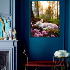 Jesus and Lamb Canvas Wall Art Jesus Runs for the Lost Sheep Home Decor