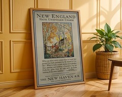 New England hath unspoiled charm Retro Travel Poster