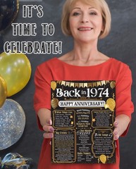 52nd Anniversary Decorations 1974 Poster 11×14 Unframed Party Gift Print