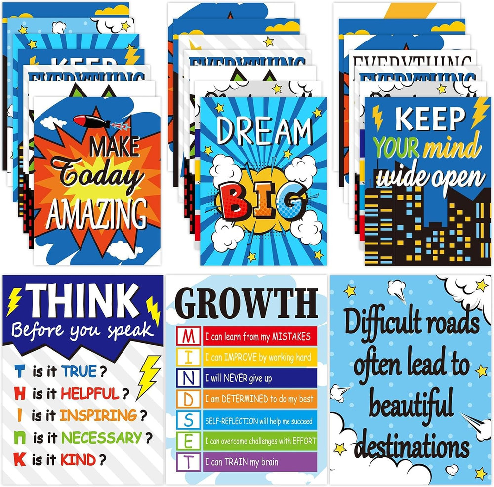 12Pcs Super Theme Hero Inspirational Quote Posters Hero Theme Classroom Decorati