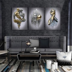 Modern Bedroom Wall Art Set of 3-3D Metal Effect Couple Canvas Paintings Wall…