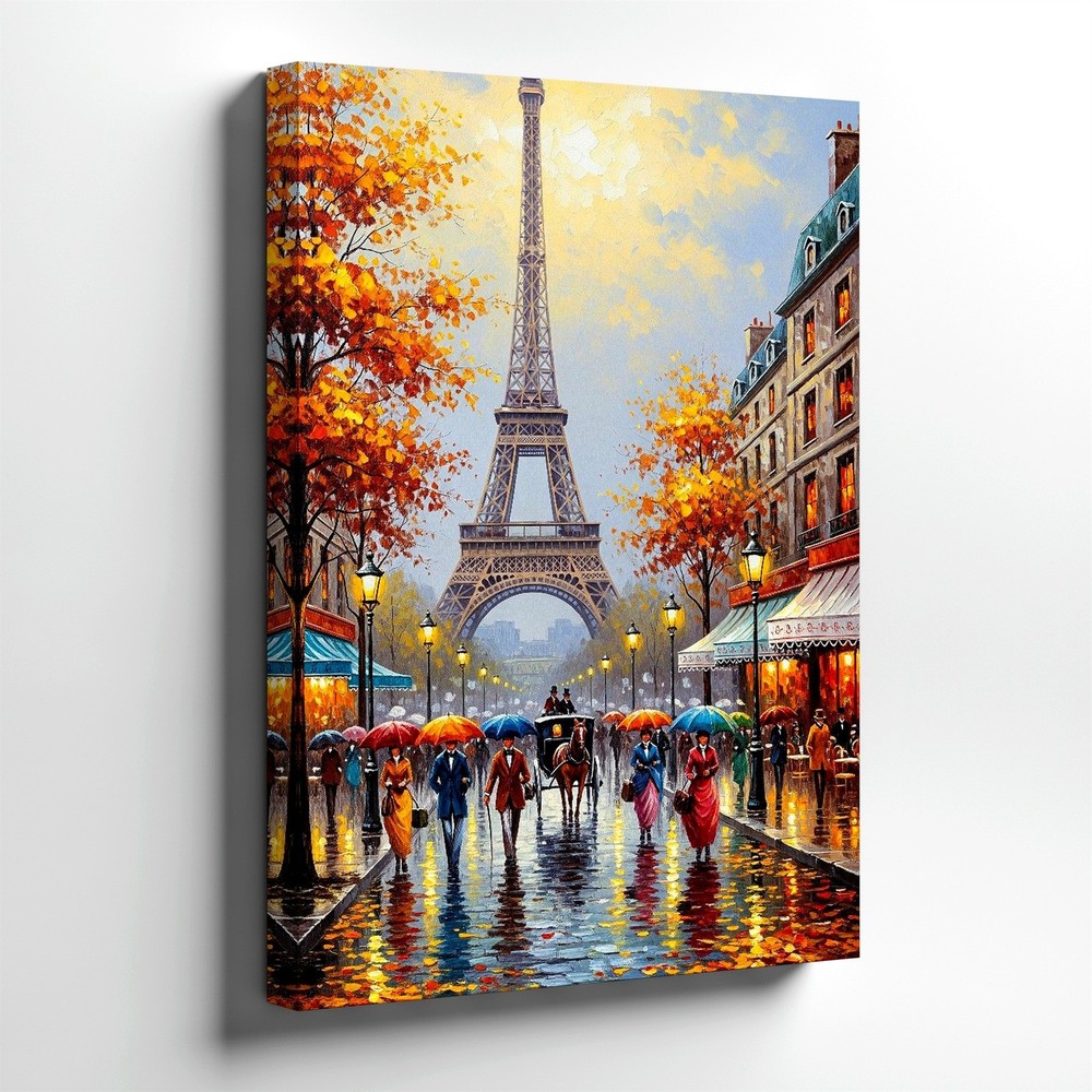 Wall Art Eiffel Tower Paris Street Rainy Day Canvas Print Cityscape Home Decor