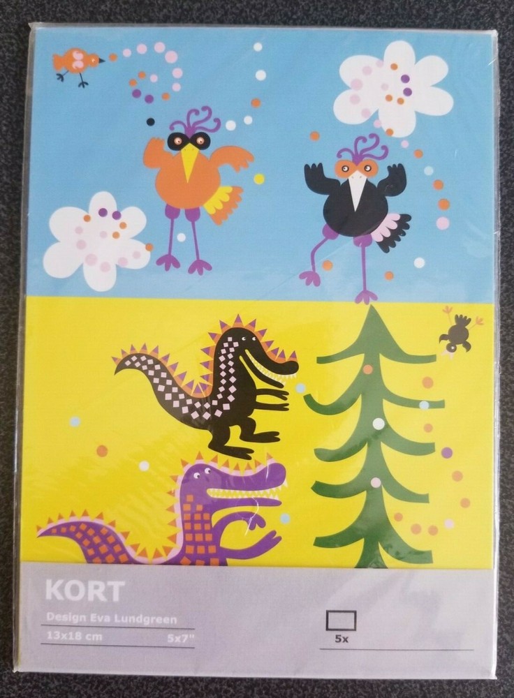 IKEA KORT Fantasy Animals by Eva Lundgreen 5×7 Art Cards Prints Pack of 5 NEW