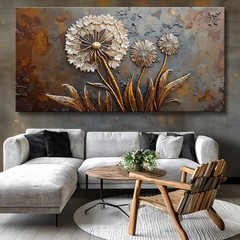 Framed White Flower Wall Art Taupe Floral Canvas 30×60