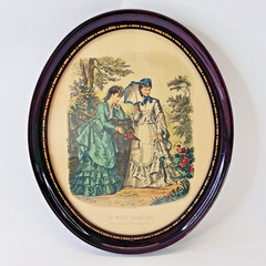 Pair of Vintage La Mode Illustree Prints Oval Plastic Frames Glass Fashion 11″