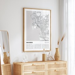 San Diego City Map Print, California Travel Poster, Modern Map, Wall Decor Art