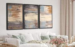 Large Brown Abstract Canvas Art Set – Rustic Wall Decor for Living Room 24″x36
