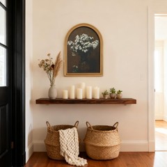 Gold Vintage Flower Arched Wood Framed Wall Art – Moody Floral Canvas Picture…