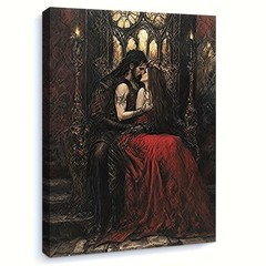 Canvas Art Framed Gothic Window Medieval Couple Dark Romantic Oil Wall Decor