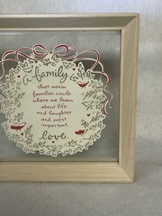 Scherenschnitte Paper Cut Out Framed Art: A Family is Love, 7″ square
