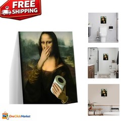 Mona Lisa with a Twist – Vintage Humor Canvas Wall Art for Your Bathroom, 12×16