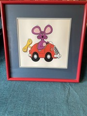 Limited Edition serigraph “Purple Mouse In Wind Up Car” By Russ Beirnat 25/250