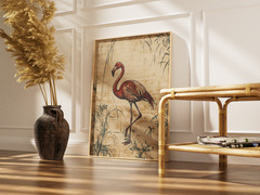 Vintage Flamingo Poster, Tropical Bird Botanical Wall Art Home Decor Print Gifts