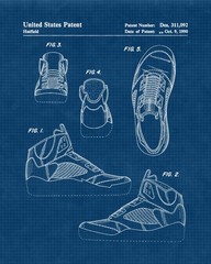 Classic Basketball Sneakers Patent Prints, 4 (8×10) Art Decor Home Work Office
