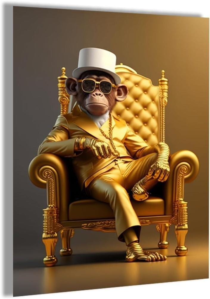 Funny Orangutan Wall Art Pictures Morden Boss Monkey Print Wall Decor 12″ X 16″