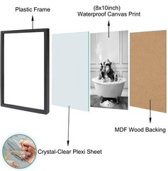 Framed Bathroom Decor Wall Art, Chimpanzee in Bathtub, Black and White Wall A…