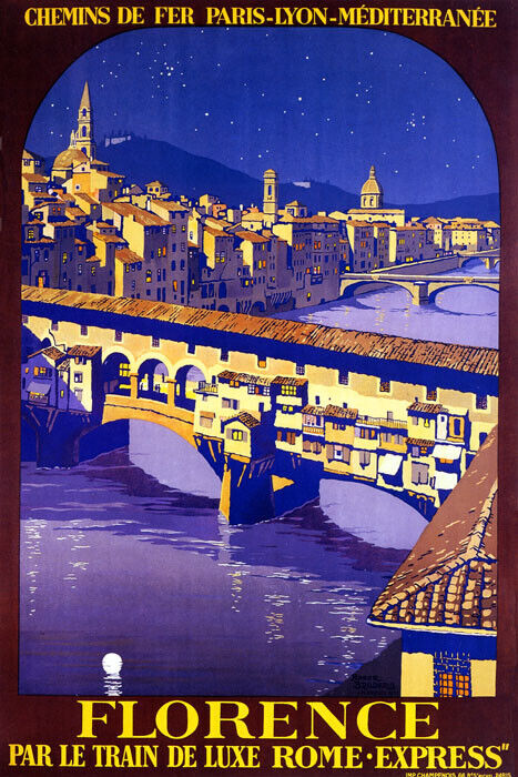 ITALY BRIDGE EUROPE FLORENCE PONTE VECCHIO FIRENZE TRAVEL VINTAGE POSTER REPRO