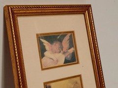 Vintage Wall Art Reproductions of 3 Cherub Images, Raphael Angels, in Gold Frame