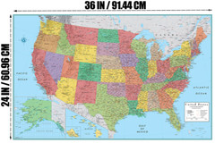 United States Map Classic USA US Administrative Poster For Education Travel