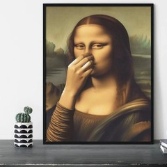Mona Lisa Funny Bathroom Toilet Frameless Wall Art Poster Canvas Print Picture
