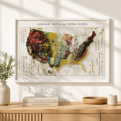 USA Geological Map Wall Art – Vintage 2D Topographic Poster Print Decor