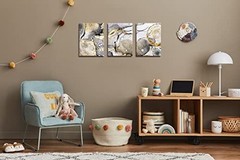 Gold Abstract Wall Art 3 Pieces Modern Framed Artwork Black and White Grey Gold
