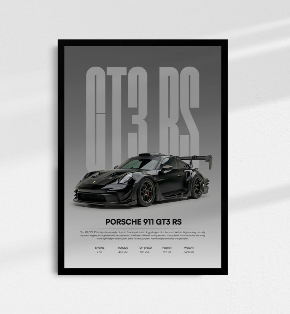 Porsche 911 GT3 RS Poster – Supercar Automotive Wall Art Print