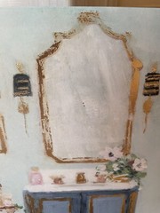 2 Pc 12 X 12 Canvas Art Bathroom Theme Wall Hangings Blue W/ Gold Details Fancy
