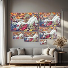 Psychedelic Mushrooms Trippy Shroom Painting Framed Canvas Wall Art Print Hippy
