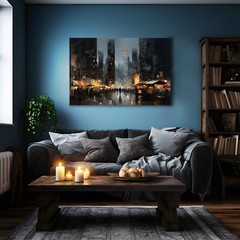 City Night Market Painting | Classic Cityscape Oil Painting on Framed Canvas Art