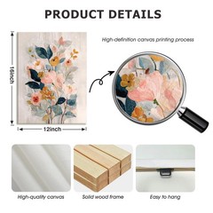 2 Pcs Floral Canvas Wall Art Colorful Wildflowers Print Posters Bohemian Bota…