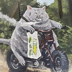 Chonky Cat Kitty Subway Smoking Bike Print Fat Chubby Funny Humor Wall Decor Art