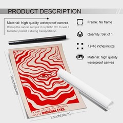 Retro Red Abstract Eye Canvas Wall Art Vintage Hippie Trippy Poster 12×16 inch