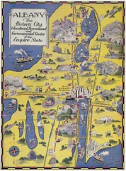 1932 Pictorial Map of Albany the Historic City Wall Art Poster Print Décor Repro