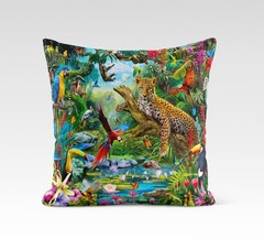 canvas art print giclée or poster or pillow exotic animals birds tropical forest