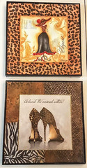Fashion Shoes Dress Hat Picture LOT 10″ sq. Wall Hanging Animal Home Decor Set