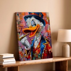 Wall Art Colorful Duck Gentleman Portrait Canvas Print Abstract Graffiti Decor
