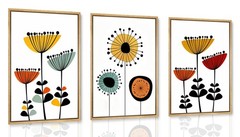 3pcs Abstract Boho Floral Wall Art Vibrant Canvas Posters and Prints Modern F…